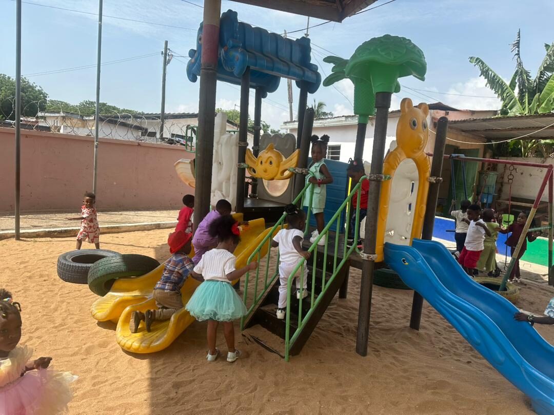 Children playing on the outdoor playground at Tilitet